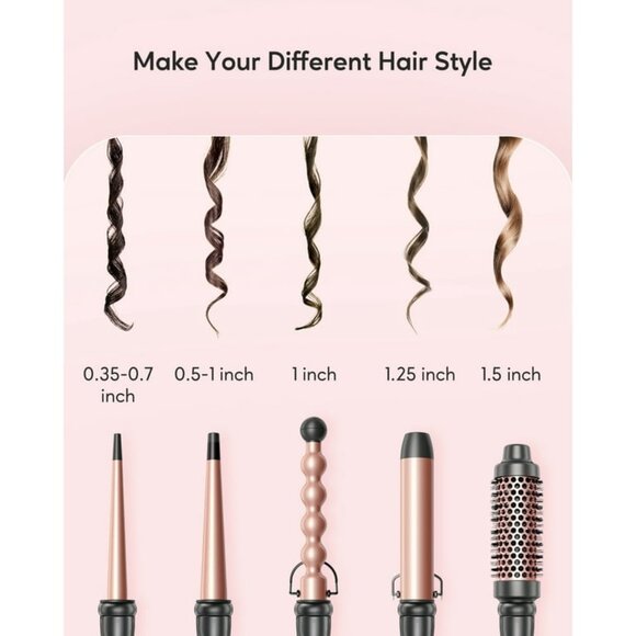 Professional 5-in-1 Curling Iron and Hot Air Brush Set - Picture 5 of 7